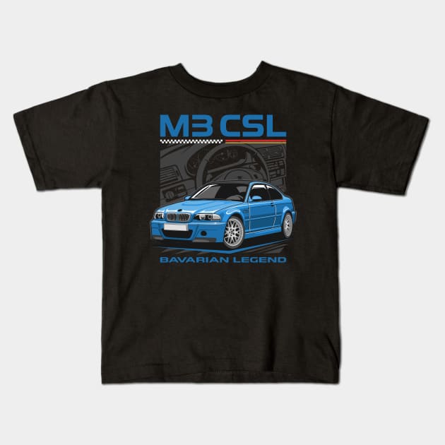 E46 M3 CSL Kids T-Shirt by squealtires